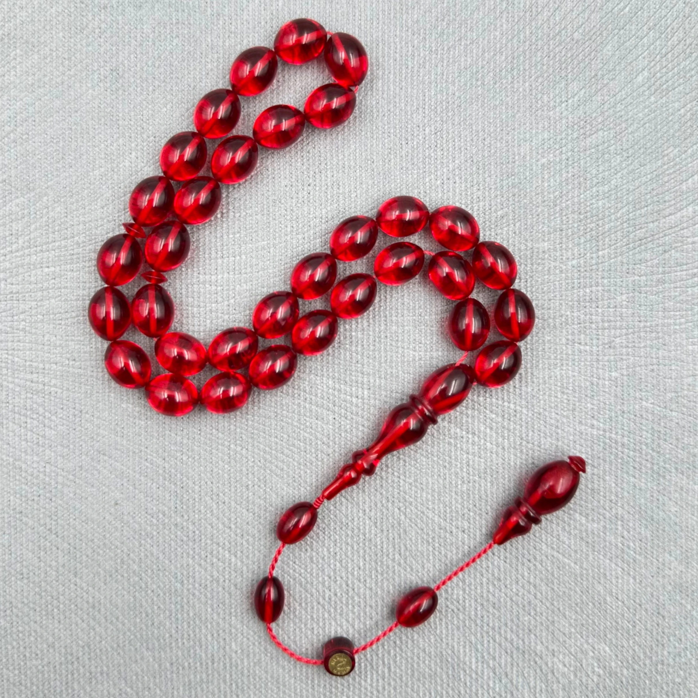 Ayhan TURAN Usta İşçilikli Kırmızı Özel Döküm Ateş Kehribar Tespih